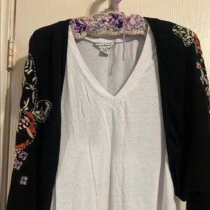 Black Embroidered J Jill Shrug Cardigan free size